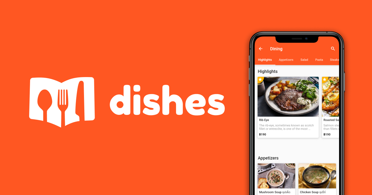 Dishes App to create online menu and take orders.